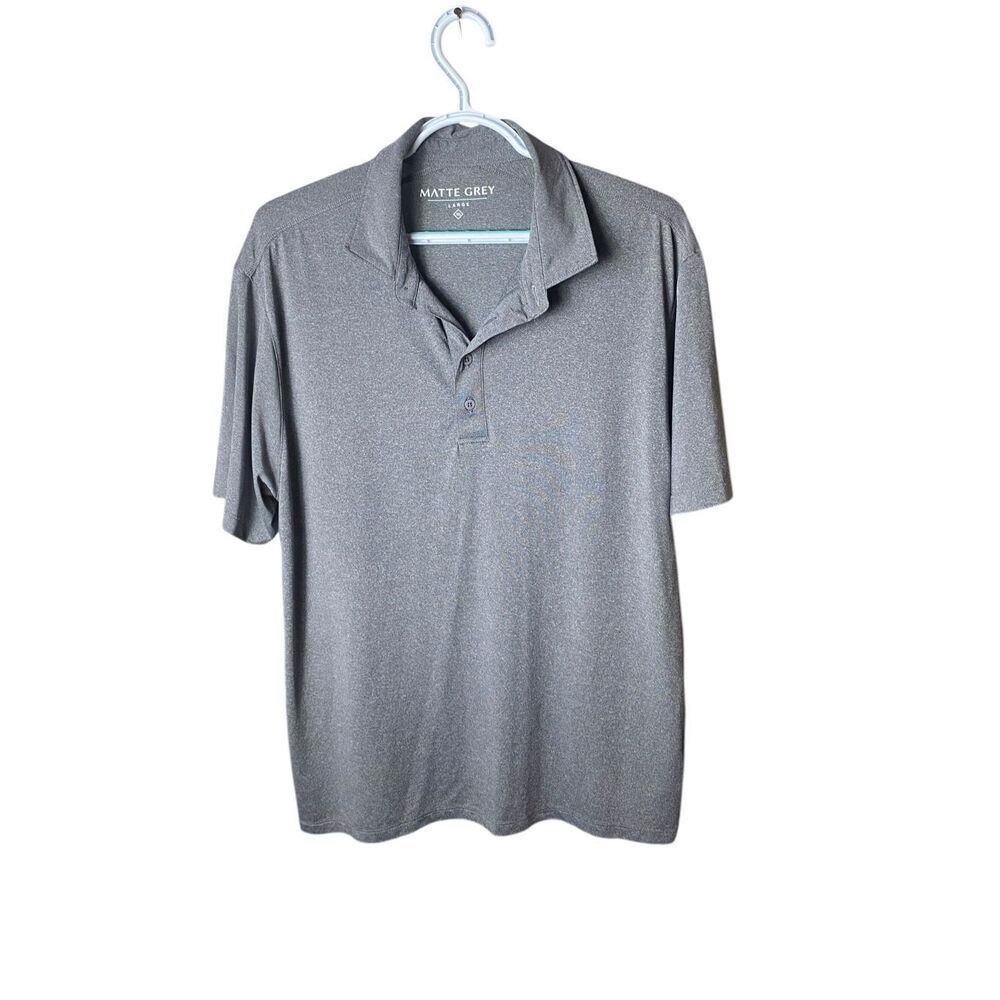 Matte Grey Mens Gray Short Sleeve Performance Polo Shirt Large